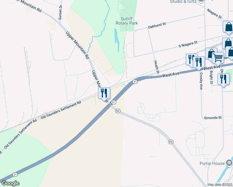 map of restaurants, bars, coffee shops, grocery stores, and more near 5706 Saunders Settlement Road in Lockport