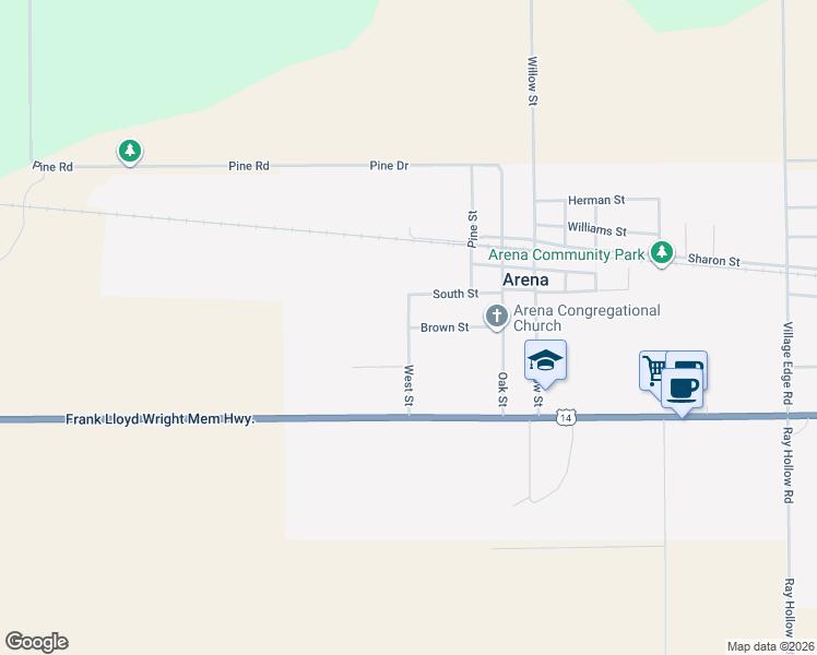 map of restaurants, bars, coffee shops, grocery stores, and more near 345 West St in Arena