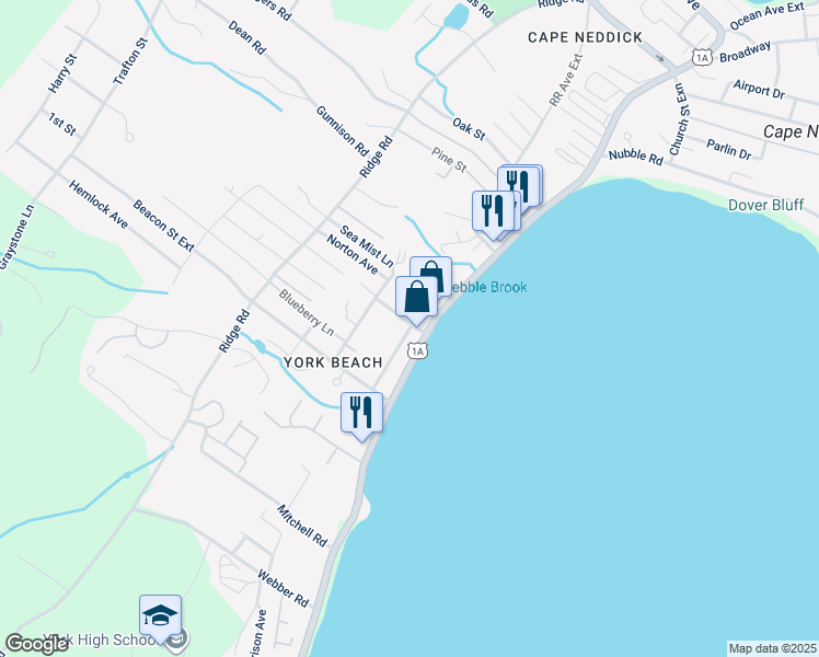 map of restaurants, bars, coffee shops, grocery stores, and more near 15 Reserve Street in York