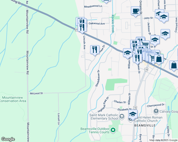 map of restaurants, bars, coffee shops, grocery stores, and more near 4269 Lincoln Avenue in Lincoln