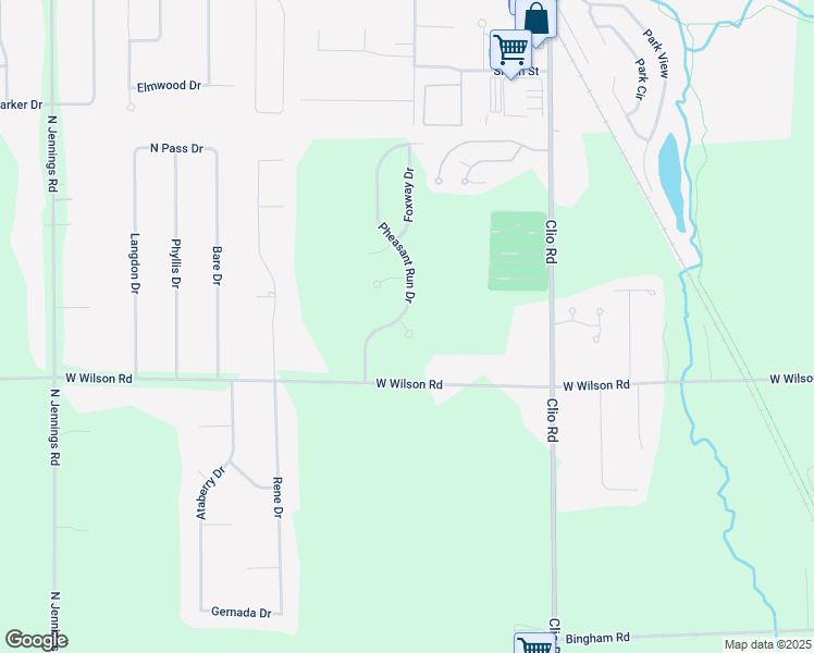 map of restaurants, bars, coffee shops, grocery stores, and more near 3139 Fox Run court in Clio