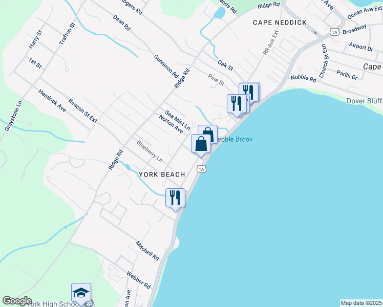 map of restaurants, bars, coffee shops, grocery stores, and more near 15 Reserve Street in York