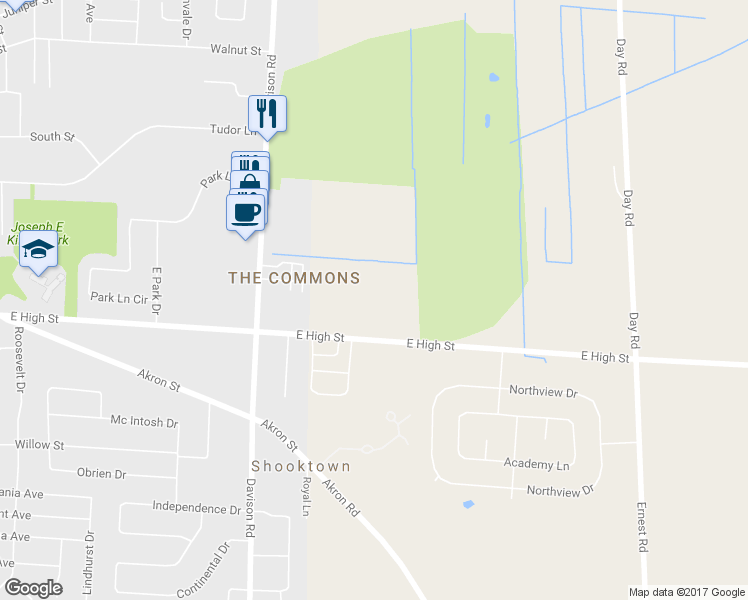 map of restaurants, bars, coffee shops, grocery stores, and more near 6747 East High Street in Lockport