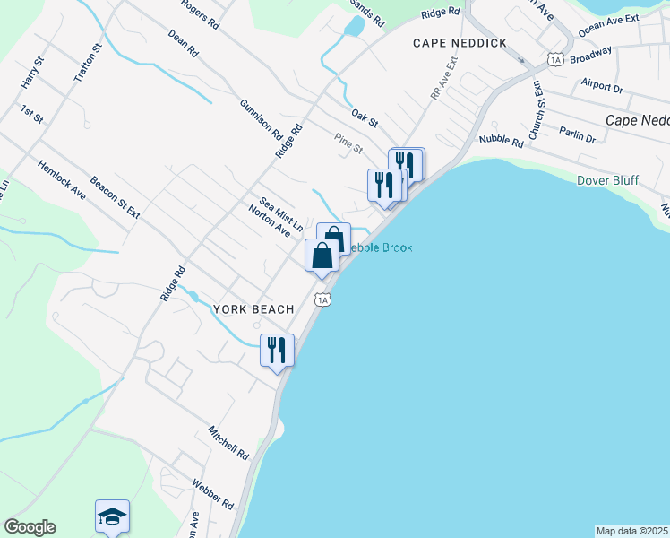map of restaurants, bars, coffee shops, grocery stores, and more near 171 Long Beach Avenue in York
