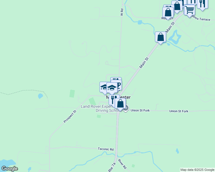 map of restaurants, bars, coffee shops, grocery stores, and more near 139 Franklin Road in Manchester