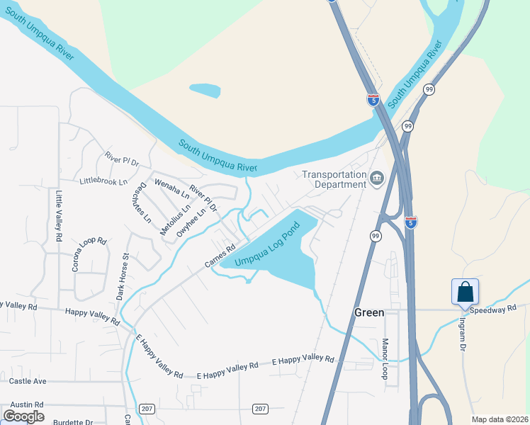 map of restaurants, bars, coffee shops, grocery stores, and more near 136 Sisters Lane in Roseburg