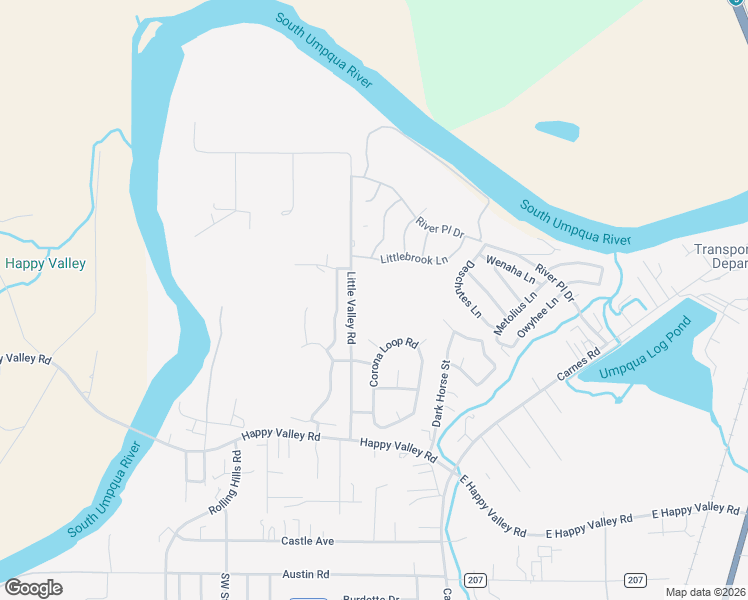 map of restaurants, bars, coffee shops, grocery stores, and more near 471 Little Valley Road in Roseburg