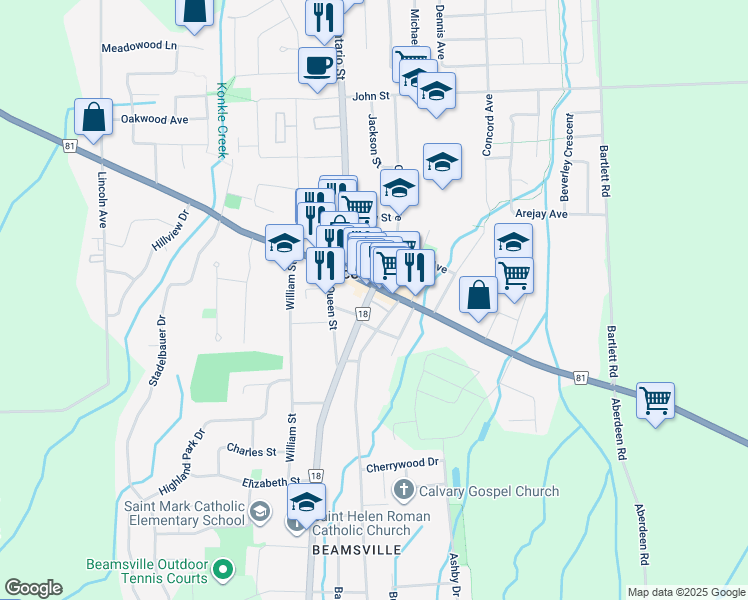 map of restaurants, bars, coffee shops, grocery stores, and more near in Lincoln