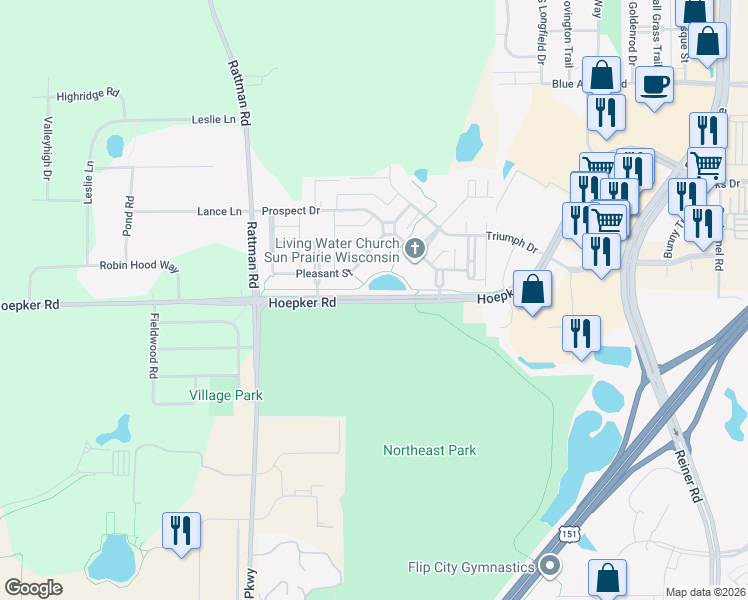 map of restaurants, bars, coffee shops, grocery stores, and more near 3109 Hoepker Rd in Madison