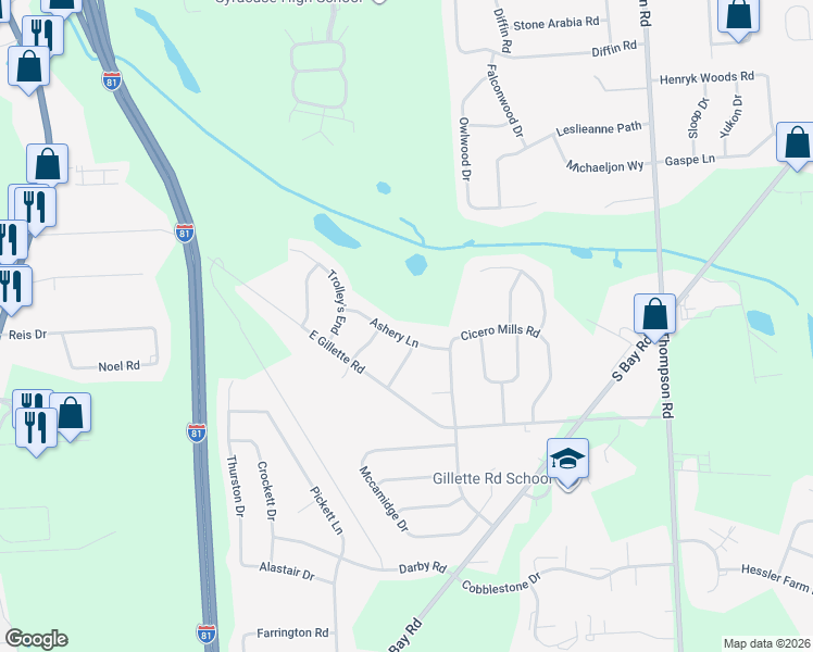 map of restaurants, bars, coffee shops, grocery stores, and more near 8116 Ashery Ln in Cicero