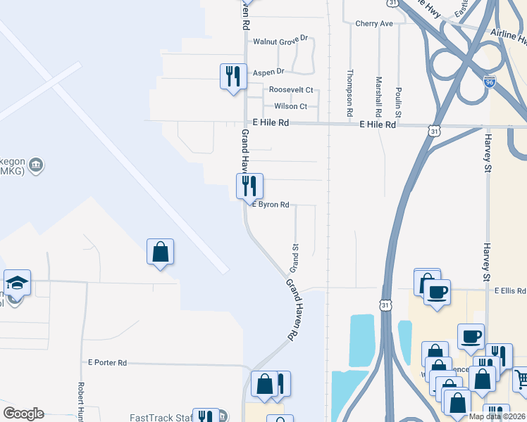 map of restaurants, bars, coffee shops, grocery stores, and more near 4788 Grand Haven Road in Norton Shores