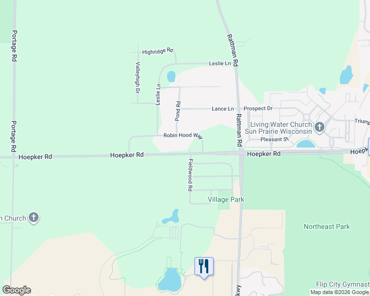 map of restaurants, bars, coffee shops, grocery stores, and more near 3765 Robin Hood Way in Madison