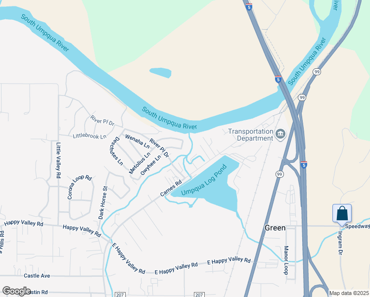 map of restaurants, bars, coffee shops, grocery stores, and more near 219 Trout Loop in Roseburg