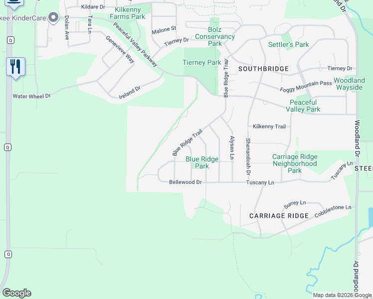 map of restaurants, bars, coffee shops, grocery stores, and more near 1701 Ashford Lane in Waunakee