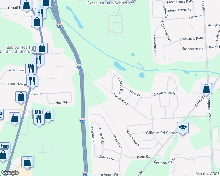 map of restaurants, bars, coffee shops, grocery stores, and more near 6187 Carriage Shop Road in Cicero