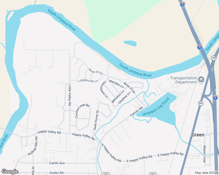 map of restaurants, bars, coffee shops, grocery stores, and more near 191 Nestucca Lane in Roseburg