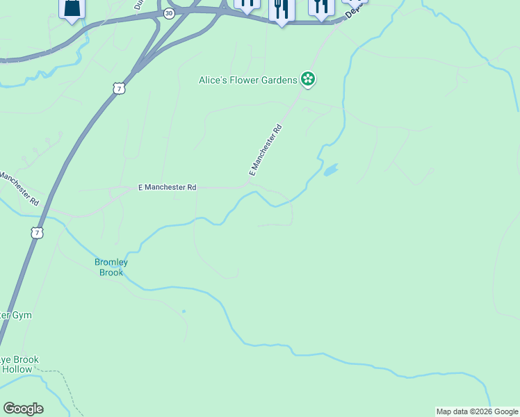 map of restaurants, bars, coffee shops, grocery stores, and more near 1182 East Manchester Road in Bennington County