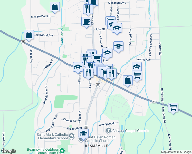 map of restaurants, bars, coffee shops, grocery stores, and more near in Lincoln