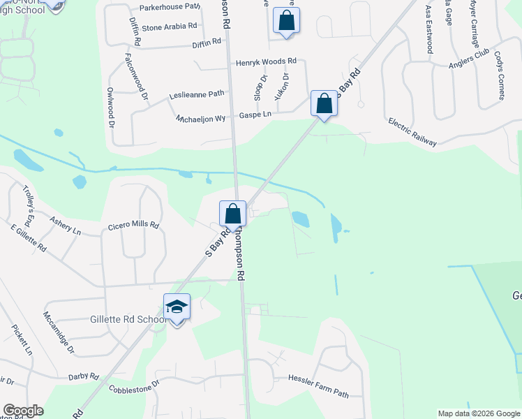 map of restaurants, bars, coffee shops, grocery stores, and more near 6200 South Bay Road in Cicero