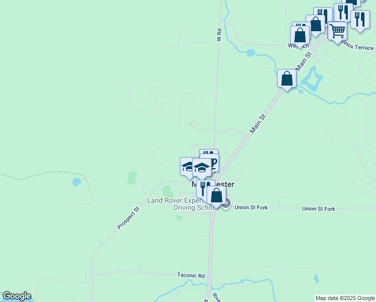 map of restaurants, bars, coffee shops, grocery stores, and more near 139 Franklin Road in Manchester