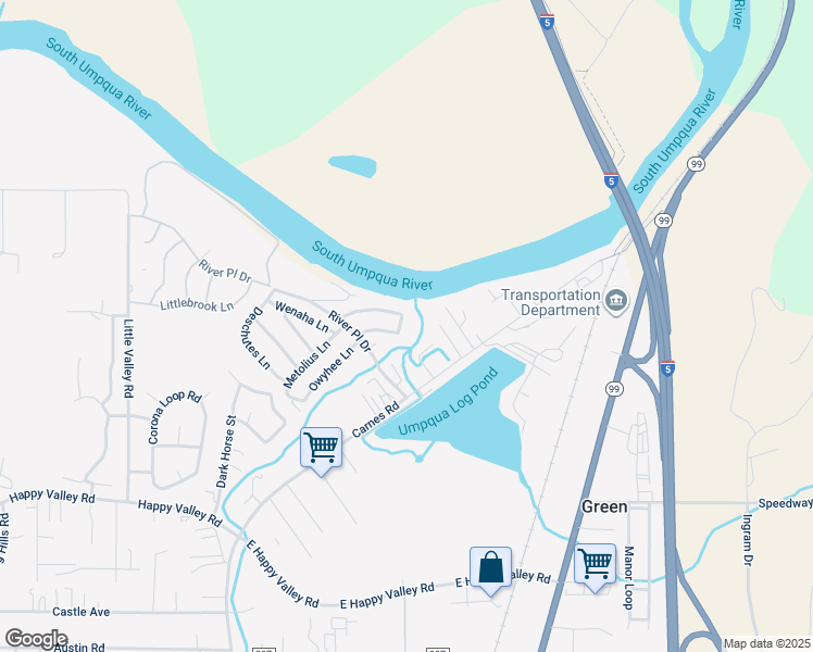 map of restaurants, bars, coffee shops, grocery stores, and more near 219 Trout Loop in Roseburg