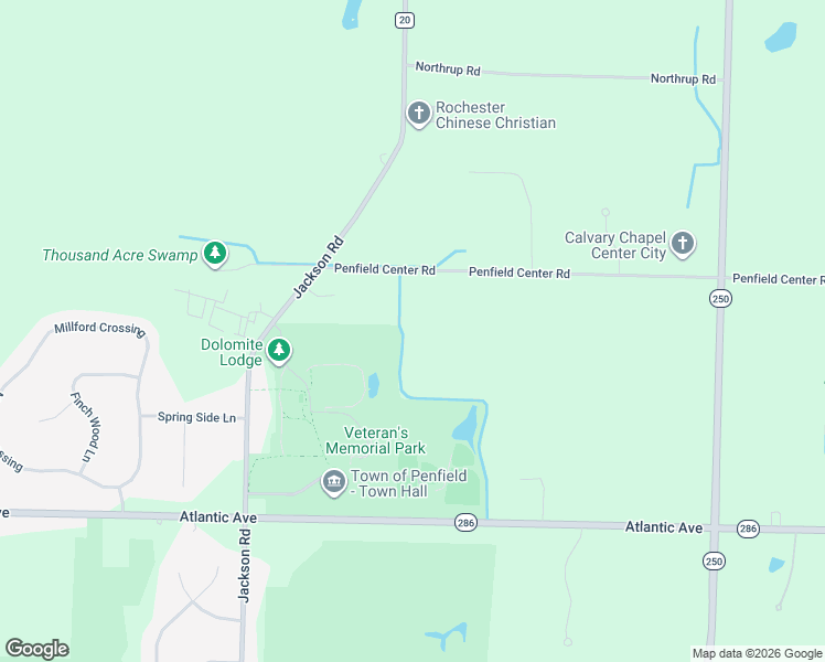 map of restaurants, bars, coffee shops, grocery stores, and more near 1147 Penfield Center Road in Penfield