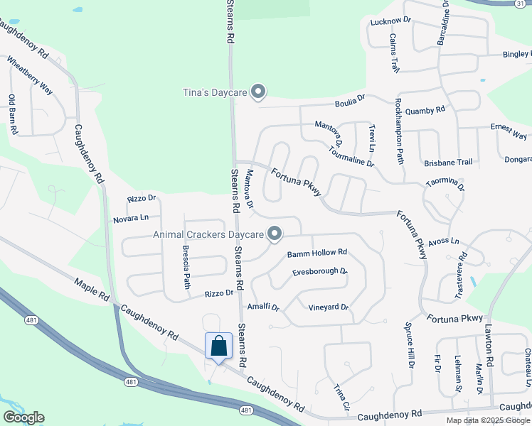 map of restaurants, bars, coffee shops, grocery stores, and more near 8168 Mantova Drive in Clay