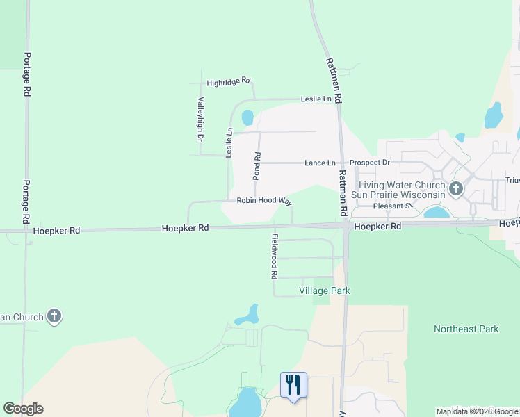 map of restaurants, bars, coffee shops, grocery stores, and more near 3765 Robin Hood Way in Madison