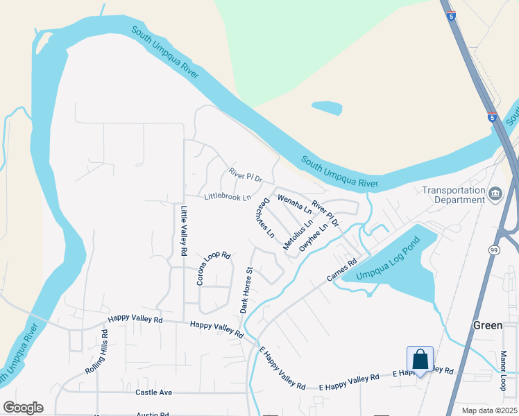 map of restaurants, bars, coffee shops, grocery stores, and more near 153 Deschutes Lane in Roseburg
