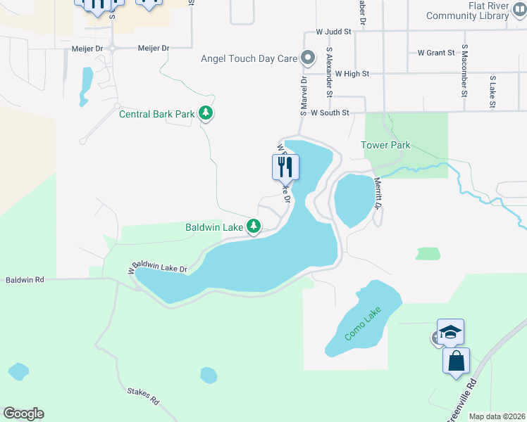map of restaurants, bars, coffee shops, grocery stores, and more near 552 Pine Drive in Greenville