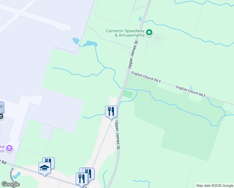 map of restaurants, bars, coffee shops, grocery stores, and more near 2876 Upper James Street in Hamilton