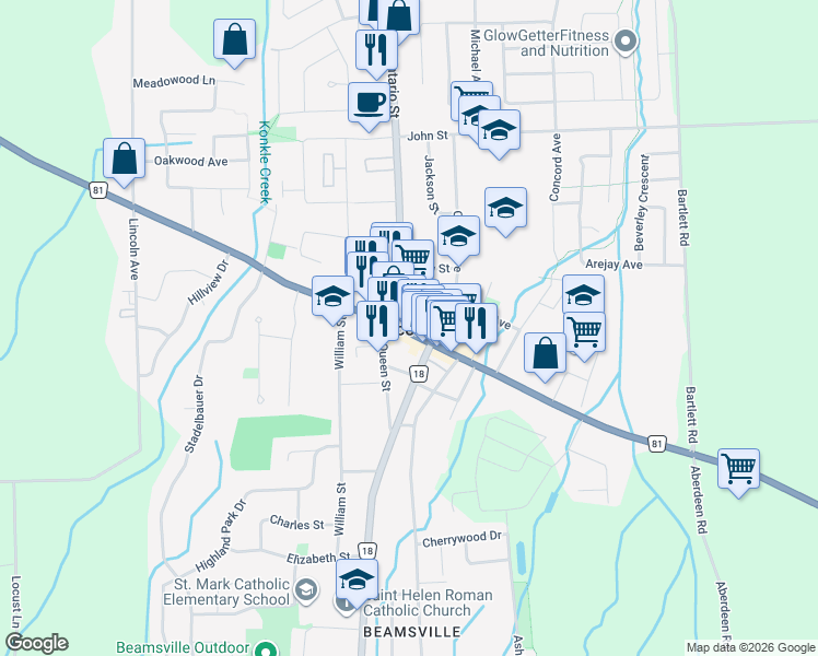 map of restaurants, bars, coffee shops, grocery stores, and more near in Lincoln