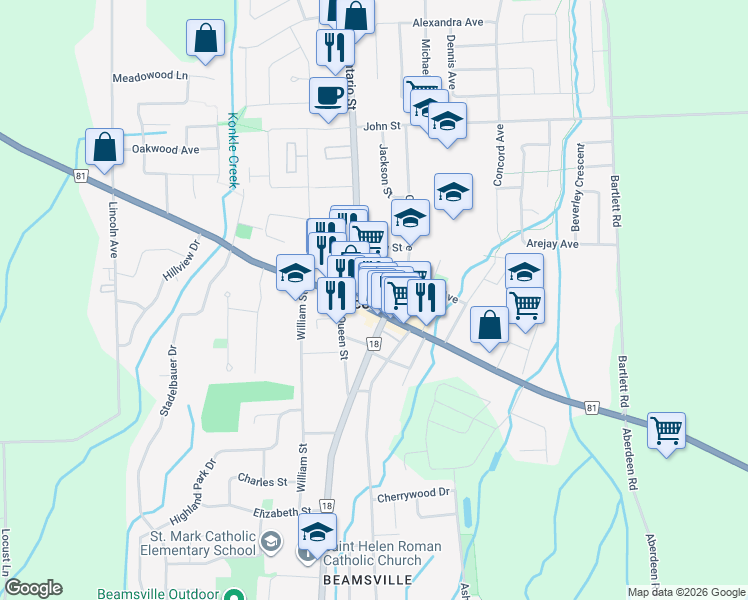 map of restaurants, bars, coffee shops, grocery stores, and more near in Lincoln