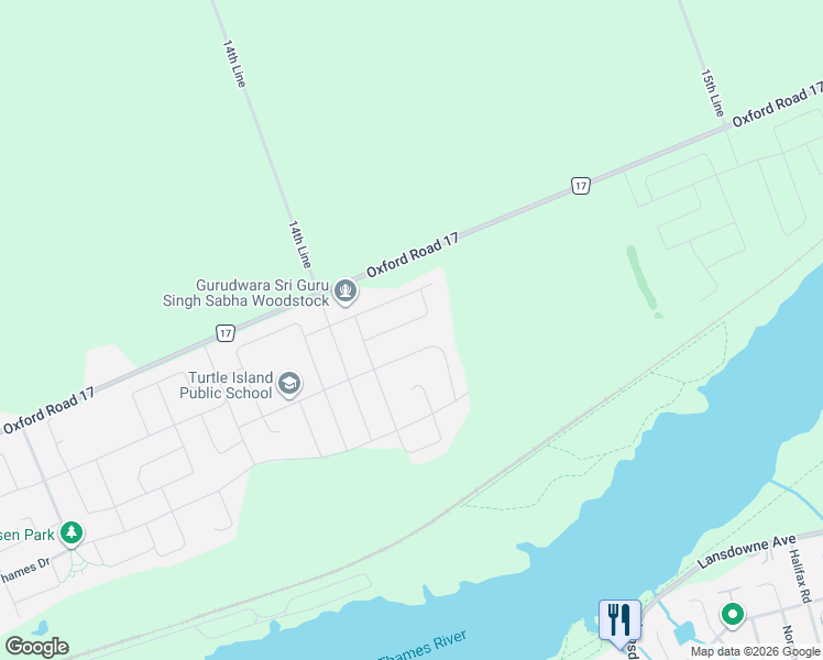 map of restaurants, bars, coffee shops, grocery stores, and more near 132 Cole Terrace in Woodstock