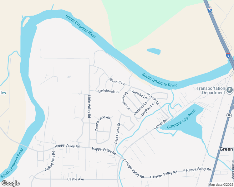 map of restaurants, bars, coffee shops, grocery stores, and more near 153 Deschutes Lane in Roseburg