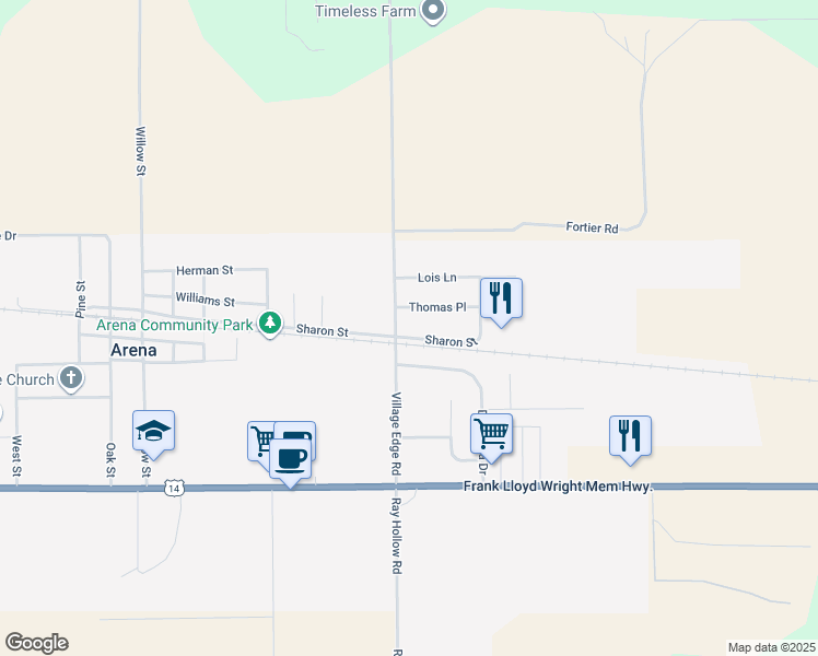 map of restaurants, bars, coffee shops, grocery stores, and more near 441 Village Edge Road in Arena