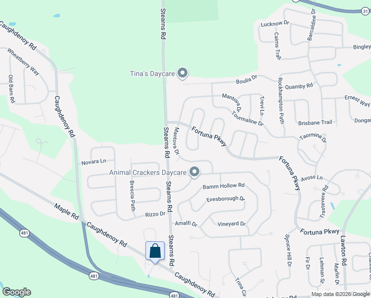 map of restaurants, bars, coffee shops, grocery stores, and more near 8168 Mantova Drive in Clay