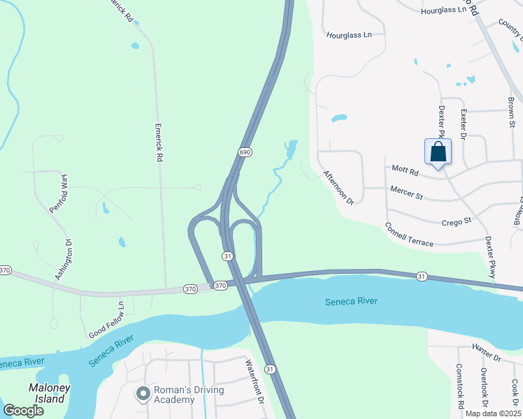 map of restaurants, bars, coffee shops, grocery stores, and more near 2125 West Genesee Road in Baldwinsville