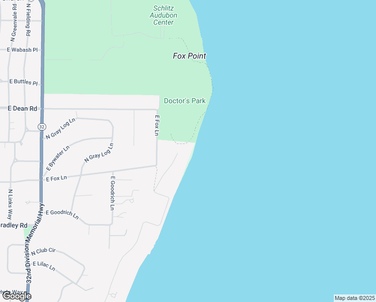map of restaurants, bars, coffee shops, grocery stores, and more near 8130 North Beach Drive in Fox Point