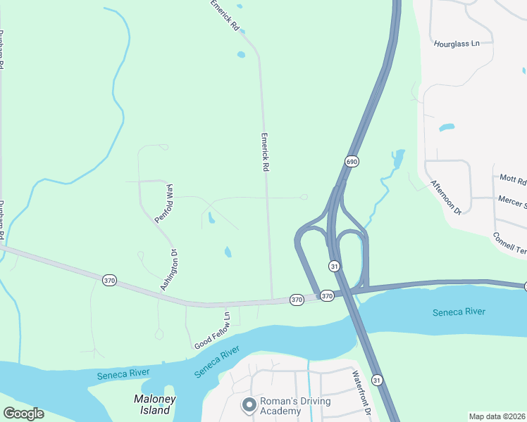map of restaurants, bars, coffee shops, grocery stores, and more near 8163 Emerick Road in Baldwinsville