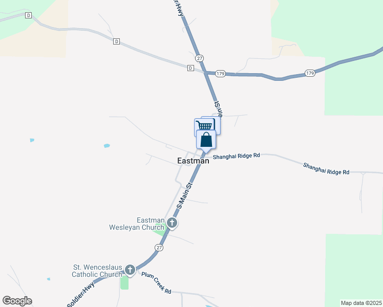 map of restaurants, bars, coffee shops, grocery stores, and more near 109 Sheridon Road in Eastman