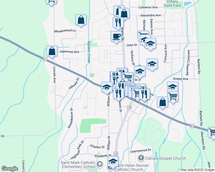 map of restaurants, bars, coffee shops, grocery stores, and more near 5049 King Street in Lincoln