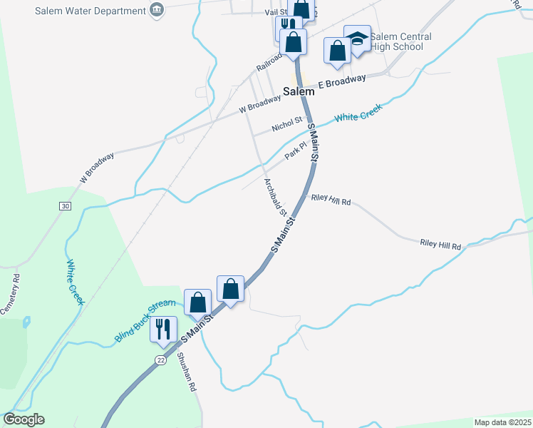 map of restaurants, bars, coffee shops, grocery stores, and more near 9 Archibald Street in Salem