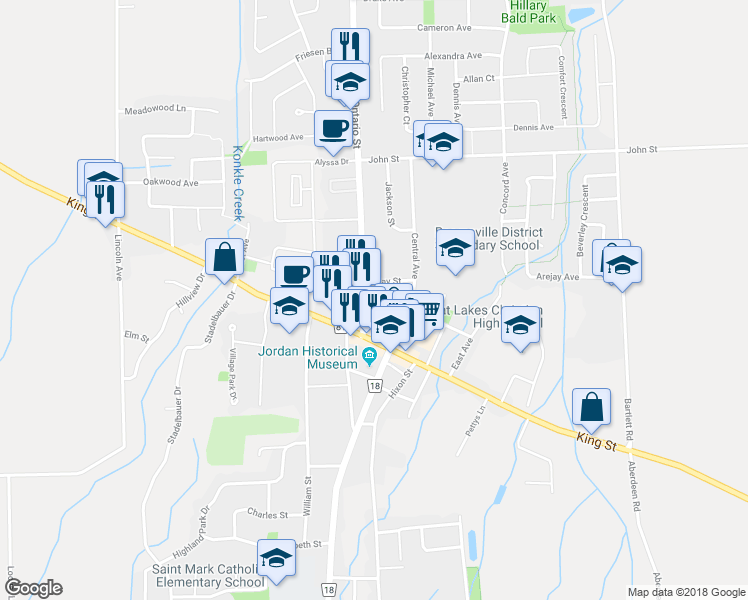 map of restaurants, bars, coffee shops, grocery stores, and more near 4321 Ontario Street in Lincoln