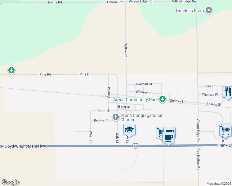 map of restaurants, bars, coffee shops, grocery stores, and more near 712 Sharon Street in Arena