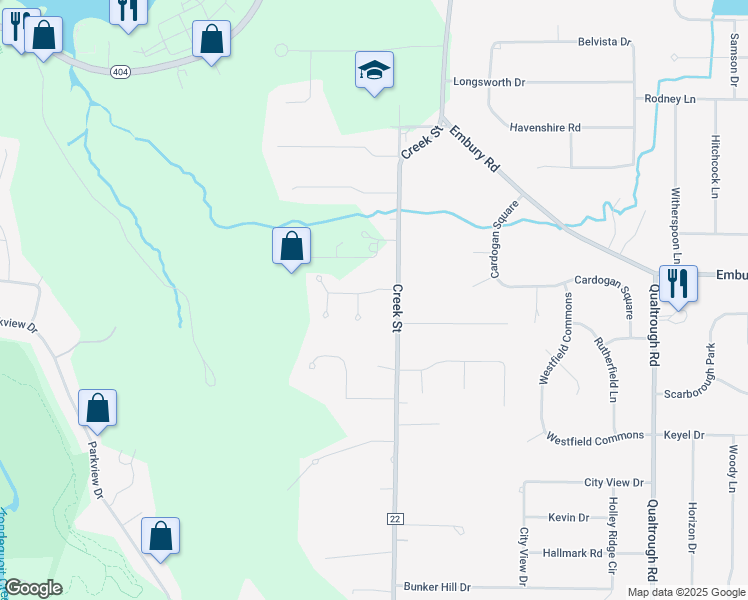 map of restaurants, bars, coffee shops, grocery stores, and more near 25 Tufa Glen Drive in Rochester