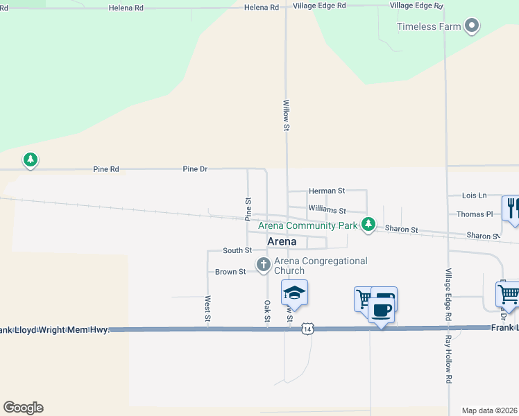 map of restaurants, bars, coffee shops, grocery stores, and more near 712 Sharon St in Arena