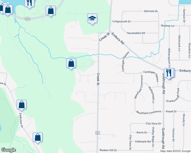 map of restaurants, bars, coffee shops, grocery stores, and more near 25 Tufa Glen Drive in Rochester