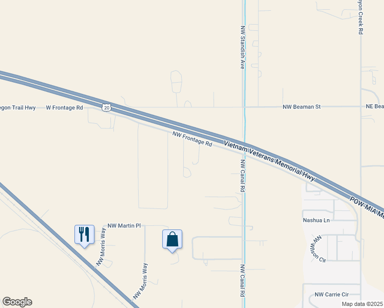 map of restaurants, bars, coffee shops, grocery stores, and more near 4486 Northwest Eagley Lane in Mountain Home