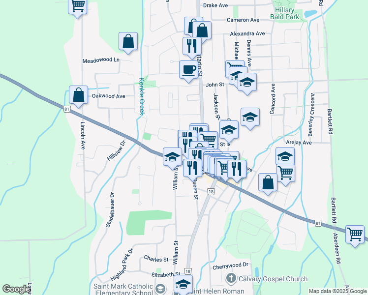 map of restaurants, bars, coffee shops, grocery stores, and more near 5041 King Street in Lincoln